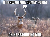 И пришли мне номер ромы ?? он не звонит ко мне