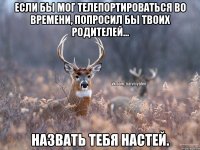 Если бы мог телепортироваться во времени, попросил бы твоих родителей... Назвать тебя Настей.