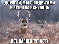 ДОРОГОЙ, МЫ С ПОДРУГАМИ В РЕТРО НА ВСЮ НОЧЬ НЕТ, ПАРНЕЙ ТУТ НЕТУ