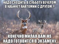 надо сходить в субботу вечером в кабинет анатомии с другом ? конечно милая вам же надо готовится в экзамену