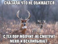 Сказала что не обижается С тех пор молчит. Не смотрит меня. И всхлипывает.