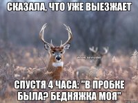 СКАЗАЛА, ЧТО УЖЕ ВЫЕЗЖАЕТ СПУСТЯ 4 ЧАСА: "В ПРОБКЕ БЫЛА? БЕДНЯЖКА МОЯ"