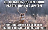 Вы остались вдвоем после работы ночью с другом Конечно, дорогая, вы просто выпили пива и ты поехала ко мне