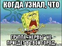 Когда узнал, что группа "Нервы" не приедет в твой город.