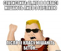 Статистика: ті, хто в 8 класі мішають пиво з горілкою після 11 класу мішають бетон…