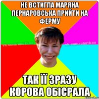 Не встигла Маряна Пернаровська прийти на ферму так її зразу корова ОБІСРАЛА