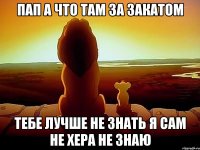 Пап а что там за закатом Тебе лучше не знать я сам не хера не знаю