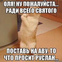 Оля! Ну пожалуйста... ради всего святого Поставь на аву, то что просит Руслан...