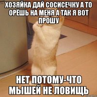 хозяйка дай сосисечку а то орёшь на меня а так я вот прошу нет потому-что мышей не ловищь