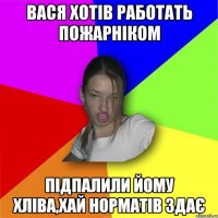 Вася хотів работать пожарніком підпалили йому хліва,хай норматів здає