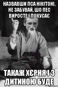 Назвавши пса Нікітою, не забувай, шо пес виросте і покусає такаж хєрня і з дитиною буде