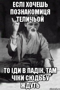 еслі хочешь познакомиця теличьой то іди в падік, там чіки сюдьбу ждуть