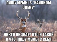 пишу мемы в "наивном олене" никто не знает кто я такой и что пишу мемы с себя