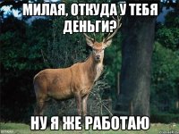 Милая, откуда у тебя деньги? Ну я же работаю