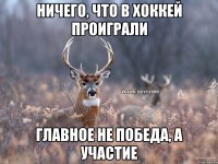 Ничего, что в хоккей проиграли Главное не победа, а участие