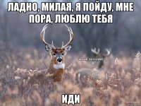 Ладно, милая, я пойду, мне пора, люблю тебя Иди