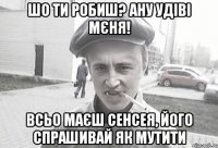 Шо ти робиш? Ану удіві мєня! Всьо маєш сенсея, його спрашивай як мутити