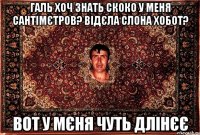 Галь хоч знать скоко у меня сантімєтров? Відєла слона хобот? Вот у мєня чуть длінєє