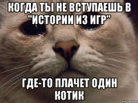 Когда ты не вступаешь в "Истории из игр" Где-то плачет один котик