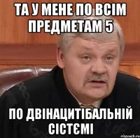 та у мене по всім предметам 5 по двінацитібальній сістємі