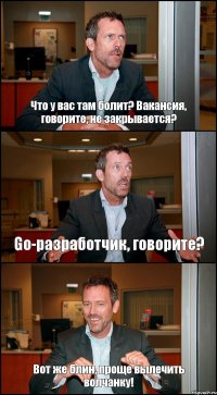 Что у вас там болит? Вакансия, говорите, не закрывается? Go-разработчик, говорите? Вот же блин, проще вылечить волчанку!