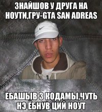 знайшов у друга на ноути,гру-GTA San Adreas ебашыв з кодамы,чуть нэ ёбнув ций ноут