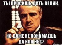 Ты просишь дать велик. Но даже не понимаешь да или нет?