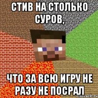 Стив на столько суров, что за всю игру не разу не посрал