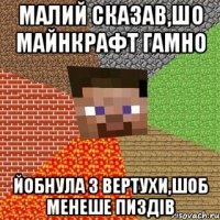 малий сказав,шо майнкрафт гамно Йобнула з вертухи,шоб менеше пиздів