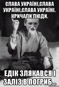 Слава Україні,Слава Україні,Слава Україні. Кричали люди. Едік злякався і заліз в погриб...