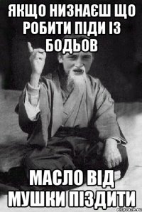 якщо низнаєш що робити піди із бодьов масло від мушки піздити