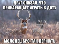 друг сказал, что прикаращает играть в доту молодец бро, так держать