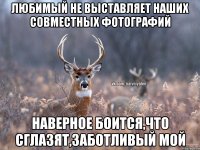 любимый не выставляет наших совместных фотографий наверное боится,что сглазят,заботливый мой