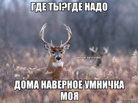 где ты?ГДЕ НАДО дома наверное умничка моя