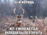 Ты игноришь Нет, у меня на тебя вкладка была открыта