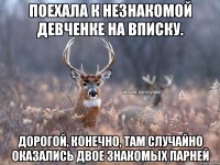 Поехала к незнакомой девченке на вписку. Дорогой, конечно, там случайно оказались двое знакомых парней