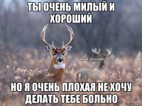 Ты очень милый и хороший Но я очень плохая не хочу делать тебе больно