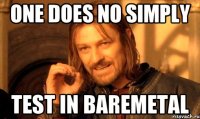One does no simply test in baremetal