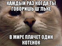 Каждый раз когда ты говоришь ш*льке в мире плачет один котенок