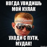 Когда увидишь мой кулак Уходи с пути, мудак!