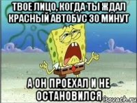 твое лицо, когда ты ждал красный автобус 30 минут а он проехал и не остановился