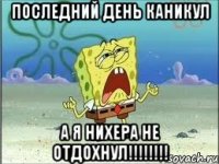 последний день каникул а я нихера не отдохнул!!!!!!!!