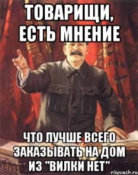 Товарищи, есть мнение что лучше всего заказывать на дом из "Вилки Нет"