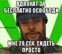 Адвокат за бесплатно освободи мне 20 сек. сидеть просто