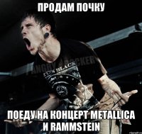 Продам почку Поеду на концерт Metallica и Rammstein