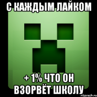 с каждым лайком + 1% что он взорвёт школу