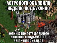 АСТРОЛОГИ ОБЪЯВИЛИ НЕДЕЛЮ ПОДБУХАННО КОЛИЧЕСТВО ПОТРЕБЛЯЕМОГО АЛКОГОЛЯ И ПОДБУХАНЦЕВ УВЕЛИЧИЛОСЬ ВДВОЕ