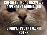 когда ты используешь dependent анимации в мире грустит один котик