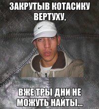 Закрутыв котасику вертуху, вже тры дни не можуть найты...