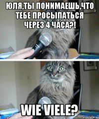 Юля,ты понимаешь,что тебе просыпаться через 4 часа?! wie viele?